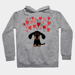 Cute Dachshund Puppy Dog with Valentine Hearts Hoodie